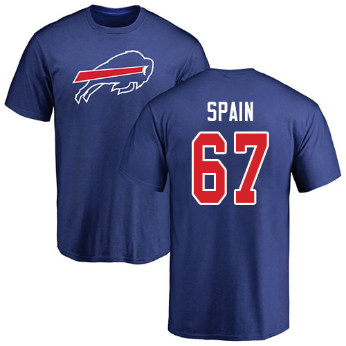 Men NFL Buffalo Bills #67 Quinton Spain Royal Blue Name and Number Logo T Shirt